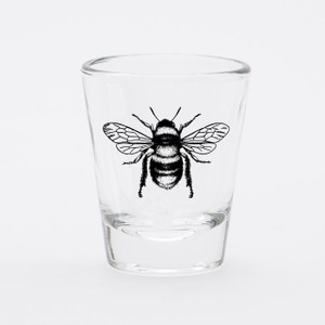 2 oz. Honey Bee shot glasses clear glass with black imprint



• Care: Top-rack dishwasher safe

• Color: Black Print

• Made in the USA