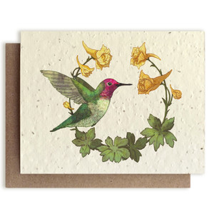 Natural card with painted hummingbird with kraft envelope. Natural card with painted hummingbird with kraft envelope.