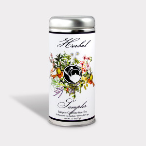 Herbal Tea Sampler tin contains 10 floral flavors. Each flavor is individually wrapped to keep the flavors separate for a fresh quality taste. Herbal Tea Sampler tin contains 10 floral flavors. Each flavor is individually wrapped to keep the flavors separate for a fresh quality taste.