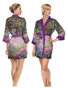 Monet's Garden Short Satin Robe Monet's Garden Short Satin Robe