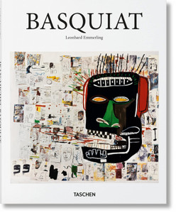 book cover with text "Basquiat Leonhard Emmerling" above an abstract portrait book cover with text "Basquiat Leonhard Emmerling" above an abstract portrait