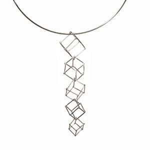 Ludviks Silver Five Cube Pendants Necklace