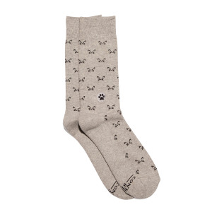 The cat's meow -- support feline friends with grey heather socks featuring adorable cat faces and a paw print embroidery. The cat's meow -- support feline friends with grey heather socks featuring adorable cat faces and a paw print embroidery.