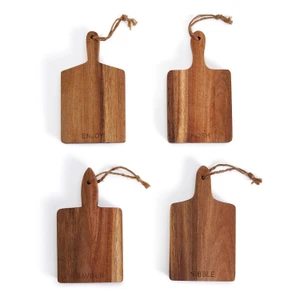 four small wooden boards