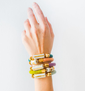 JVBC X SASHA Fiber + Porcelain Gold Horizontal Stripe Bracelet JVBC X SASHA Fiber + Porcelain Gold Horizontal Stripe Bracelet