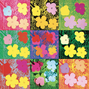 A sticker sheet of 9 Flowers by Warhol. A sticker sheet of 9 Flowers by Warhol.