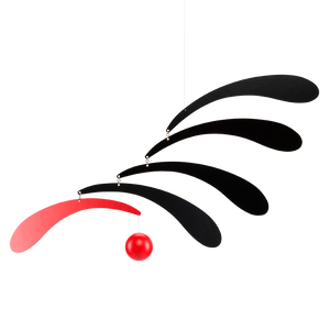 Black and red mobile against white background. Black and red mobile against white background.