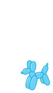 A blue balloon dog printed on a white gift tag. A blue balloon dog printed on a white gift tag.