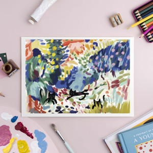 Three black cats in colorful painting inspired by Matisse. Three black cats in colorful painting inspired by Matisse.