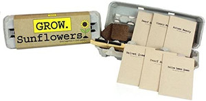 Egg Carton Garden Includes: 6 packages of Heirloom Sunflower Seeds, Starter Soil, Wooden Plant ID Stakes, Growing Instructions, Pencil & 100% Recycled Fiber Egg Carton Planter! Egg Carton Garden Includes: 6 packages of Heirloom Sunflower Seeds, Starter Soil, Wooden Plant ID Stakes, Growing Instructions, Pencil & 100% Recycled Fiber Egg Carton Planter!