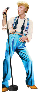 An image of singer David Bowie with a standing microphone. An image of singer David Bowie with a standing microphone.