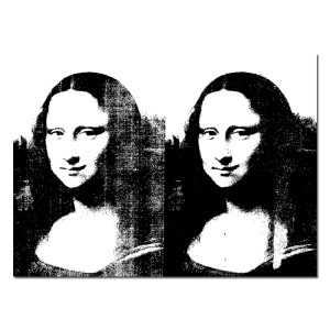 Double Mona Lisa art in black and white sticker. Double Mona Lisa art in black and white sticker.