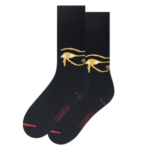 black sock with golden eye of horus stitched in it black sock with golden eye of horus stitched in it