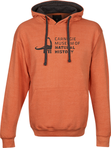 orange hoody with distressed CMNH logo & grey inner hood orange hoody with distressed CMNH logo & grey inner hood