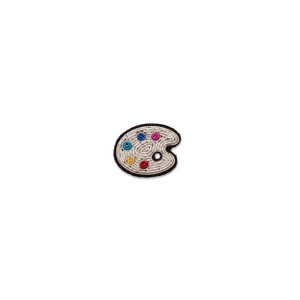 embroidered artists palette brooch. embroidered artists palette brooch.