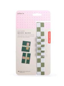 The green and white check pattern book band in it's packaging.