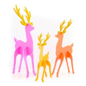 Pink and Coral Acrylic Reindeer Set Pink and Coral Acrylic Reindeer Set