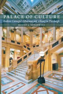 front cover of "palace of culture" shows title along the top on a blue band and an image of the Natural History museum's grand staircase