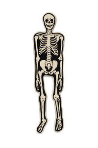 Cream and black human skeleton embossed bookmark. Cream and black human skeleton embossed bookmark.