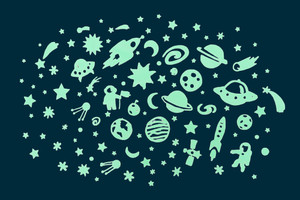 Space Adventure Glow-In-The-Dark Wall Stickers Space Adventure Glow-In-The-Dark Wall Stickers