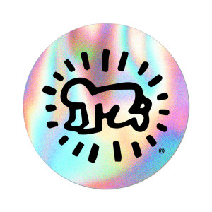Radiant Baby artowrk on a circular sticker. Radiant Baby artowrk on a circular sticker.