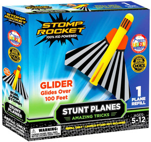 A blue box with a yellow, black, and red glider pictured flying through the air. A blue box with a yellow, black, and red glider pictured flying through the air.