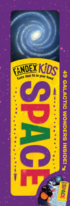 A purple and yellow package of a space trivia fandeck.