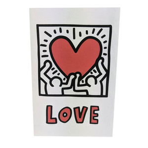 Printed white notecard of Keith Haring's Love artwork. Printed white notecard of Keith Haring's Love artwork.