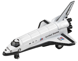 A metal and plastic NASA Space Shuttle toy. A metal and plastic NASA Space Shuttle toy.