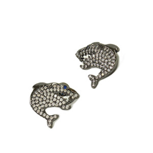 A pair of crystal encrusted earrings in the shape of sharks