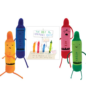 The four color crayons placed next to the Day the Crayons Quit book. The four color crayons placed next to the Day the Crayons Quit book.