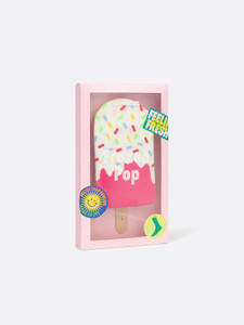 The ice cream pattern sock inside it's packaging. The ice cream pattern sock inside it's packaging.