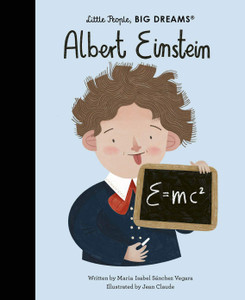A pale blue book cover with an illustration of Albert Einstein A pale blue book cover with an illustration of Albert Einstein