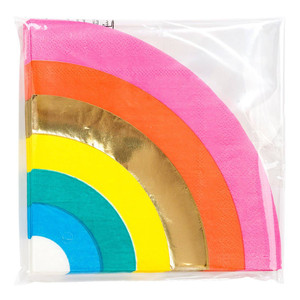 The rainbow colored napkins inside their packaging. The rainbow colored napkins inside their packaging.