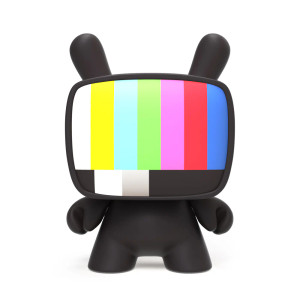 Front view, Warhol TV Dunny Black Vinyl Figure Front view, Warhol TV Dunny Black Vinyl Figure