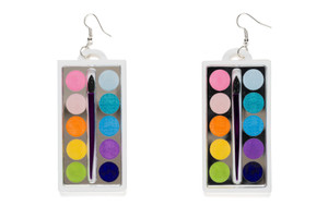 Acrylic paint box shaped earrings.