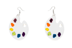 Artist paint palette shaped acrylic earrings. Artist paint palette shaped acrylic earrings.