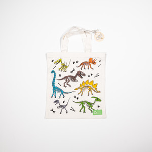 front of bag with multicolored fossils printed on it front of bag with multicolored fossils printed on it