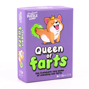 front of box, says title of the game and a cartoon drawing of a corgi in a crown farting a green cloud front of box, says title of the game and a cartoon drawing of a corgi in a crown farting a green cloud