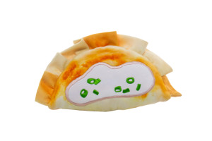 Pierogi shaped dog toy. Pierogi shaped dog toy.