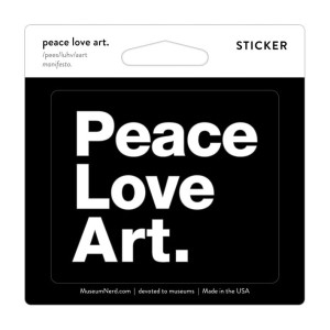 white letter text: Peace Love Art. white letter text: Peace Love Art.