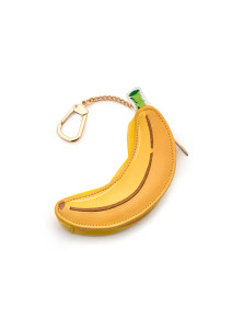 Yellow banana shaped zippered pouch, attached with a gold keyring Yellow banana shaped zippered pouch, attached with a gold keyring
