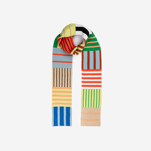 Patchwork Stripe Sport Skinny Knit Scarf Patchwork Stripe Sport Skinny Knit Scarf