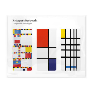 Mondrian magnetic bookmark set of 3 in package.