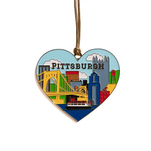 Pittsburgh Skyline Heart- Enamel Ornament