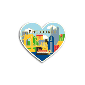 Pittsburgh Skyline Heart Sticker