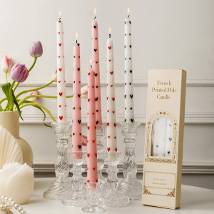 French Printed Heart Pole Candle