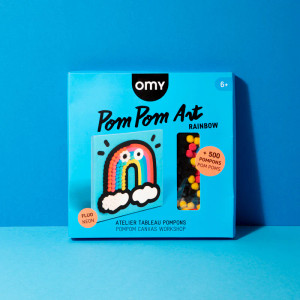 Packaging of the pom pom art rainbow kit