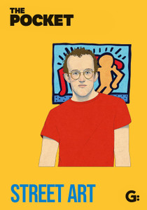 Yellow cover, illustration of Keith Haring in front of one of his paintings.