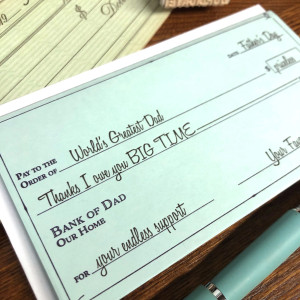 Father's day card shaped like a check